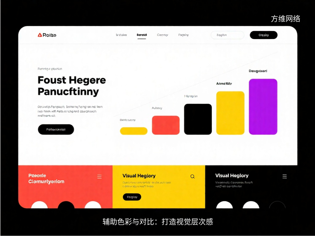 辅助色彩与对比：打造视觉层次感